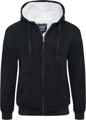 1826 Men's Ultra Soft Sherpa Lined Hoodie - Full Zip Fleece Lining Winter Sweatshirts