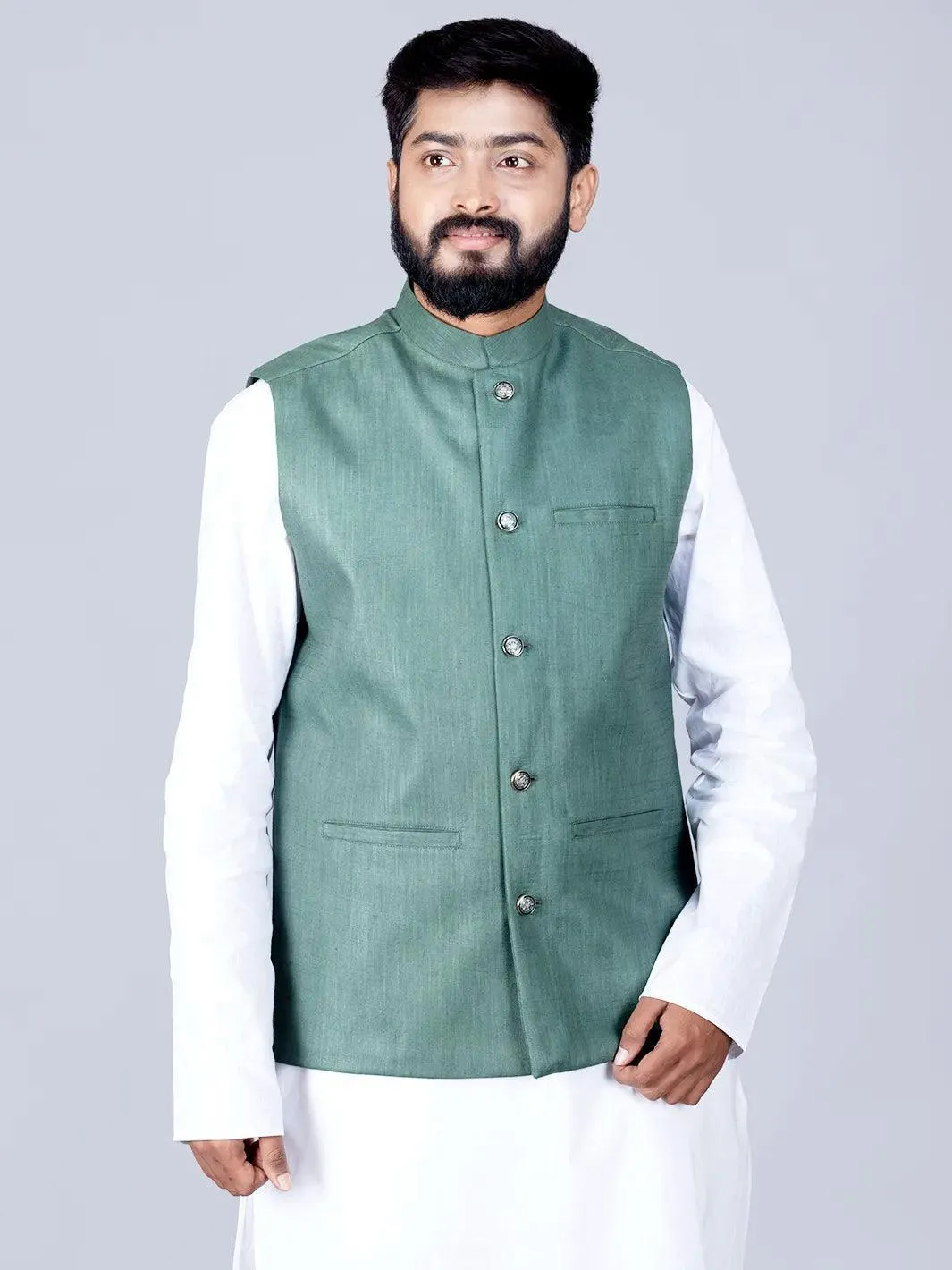 Artichoke Green Handwoven Cotton Modi Jacket