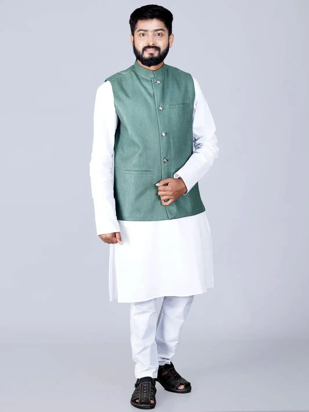 Artichoke Green Handwoven Cotton Modi Jacket