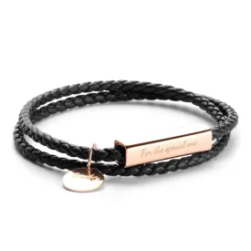 B3.Ricordi Italian Leather Wrap Bracelet(Jet Black)