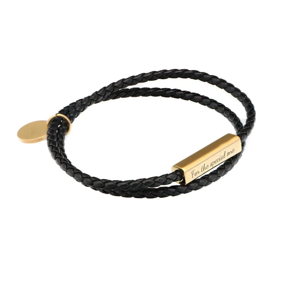 B3.Ricordi Italian Leather Wrap Bracelet(Jet Black)