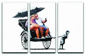 Banksy Rickshaw Kid 3 Split Panel Canvas Print