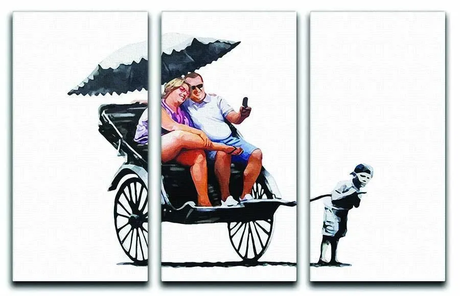Banksy Rickshaw Kid 3 Split Panel Canvas Print