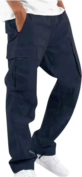 Cargo Work Pants for Men Elastic Waist Hiking Pants Plus Size Athletic Joggers with Multi Pockets Outdoor Tactical Pant