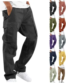 Cargo Work Pants for Men Elastic Waist Hiking Pants Plus Size Athletic Joggers with Multi Pockets Outdoor Tactical Pant