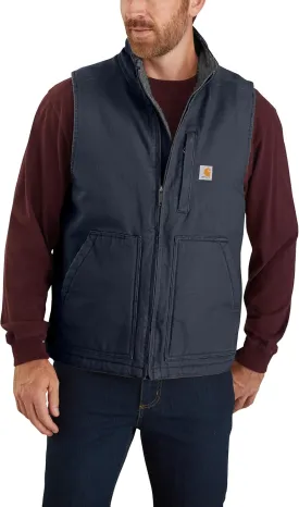 Carhartt Men's Loose Fit Washed Duck Sherpa-Lined Mock-Neck Vest