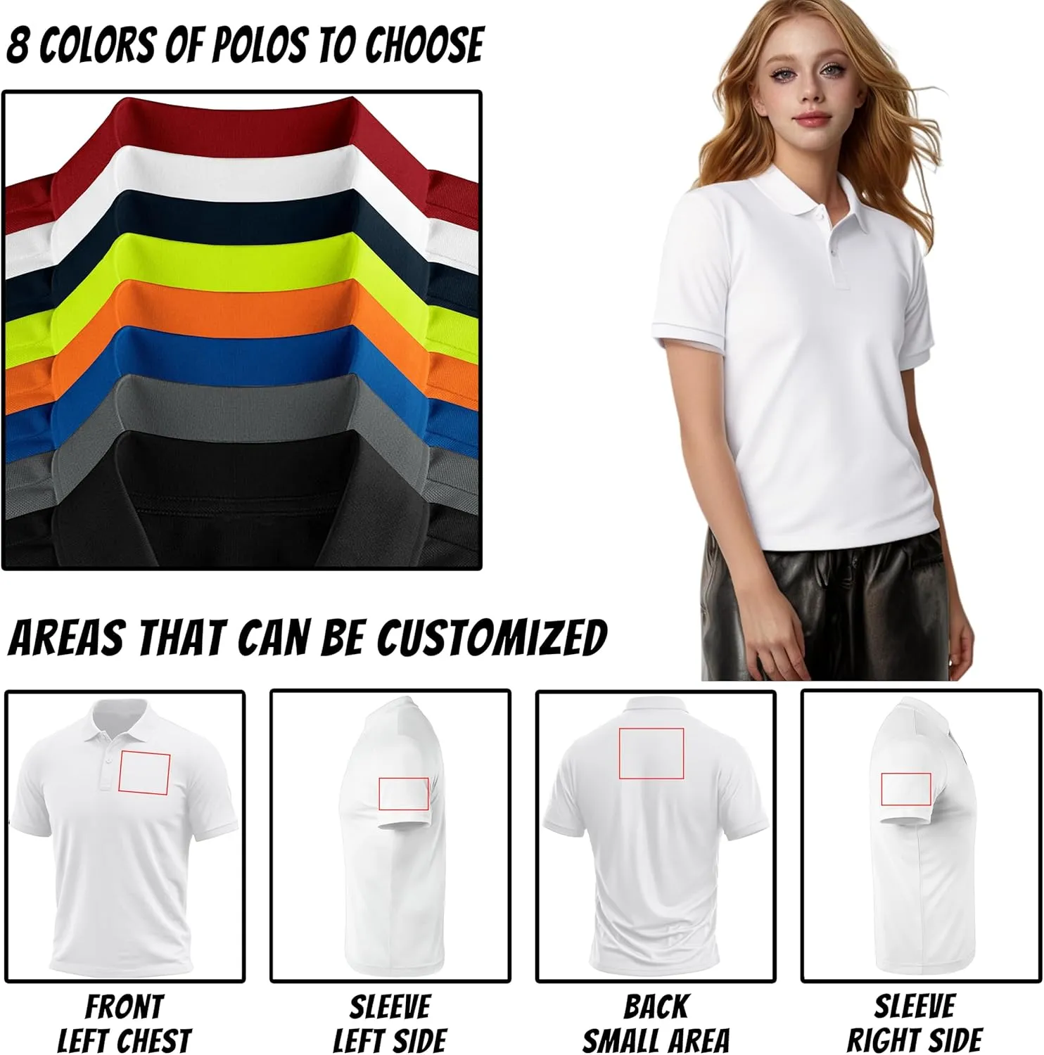 Custom Polo Shirts for Men Design Your Own Golf Jersey Personalized Print/Embroidered Text