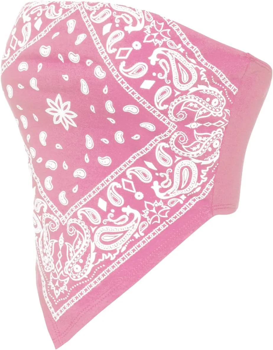 Design by Olivia Women's Sexy Paisley Print/Solid Bandana Tube Crop Top Shirt- Made in USA