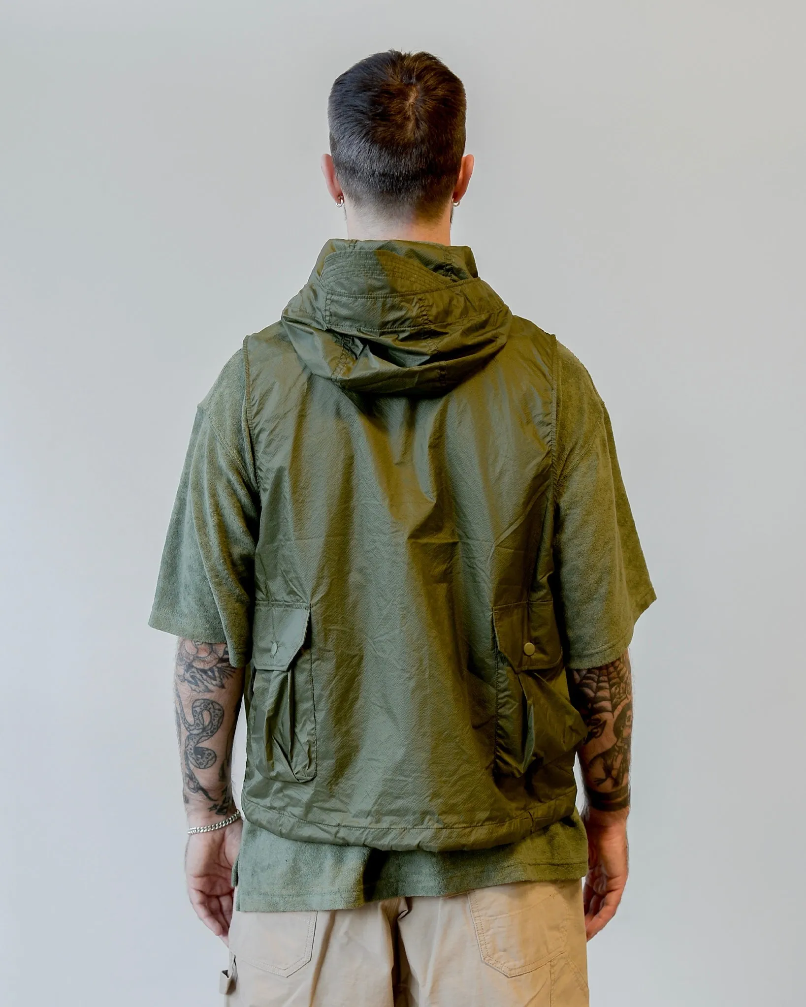 Engineered Garments Field Vest Olive Nylon Micro Ripstop