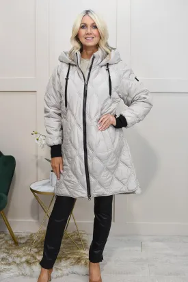 Etage Sand Quilted Coat With Drawstring & Hood-1762 1452 520