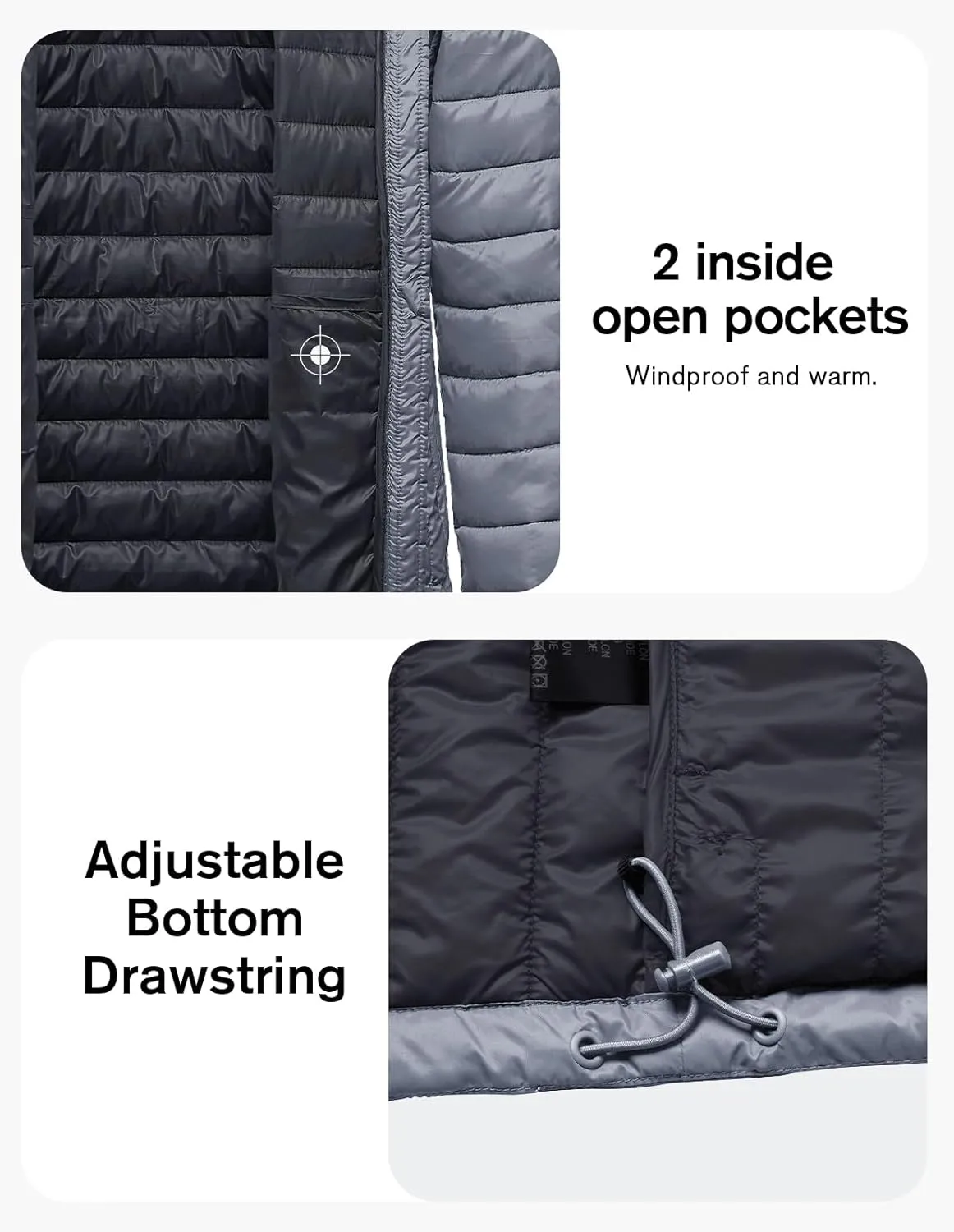 fit space Classic Puffer Jacket for Girl Boy Synthetic Down Jacket Lightweight Winter Warm Coat Padded Quilted Zip-Off Hood
