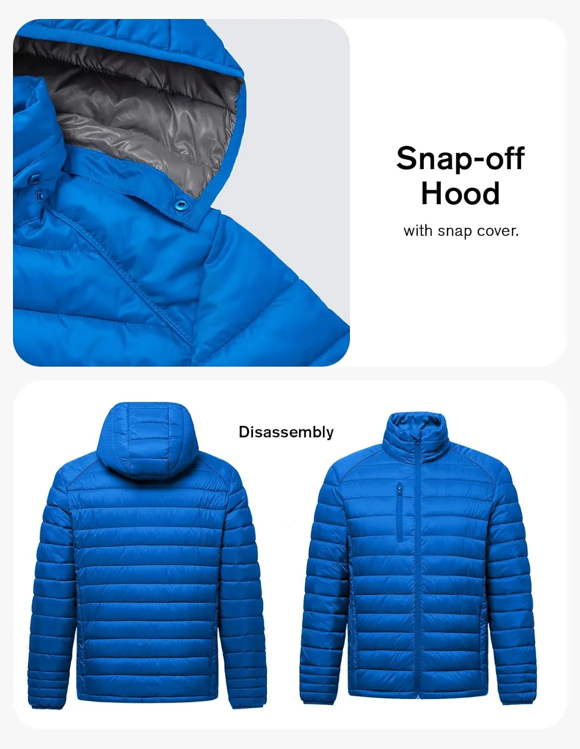 fit space Classic Puffer Jacket for Girl Boy Synthetic Down Jacket Lightweight Winter Warm Coat Padded Quilted Zip-Off Hood