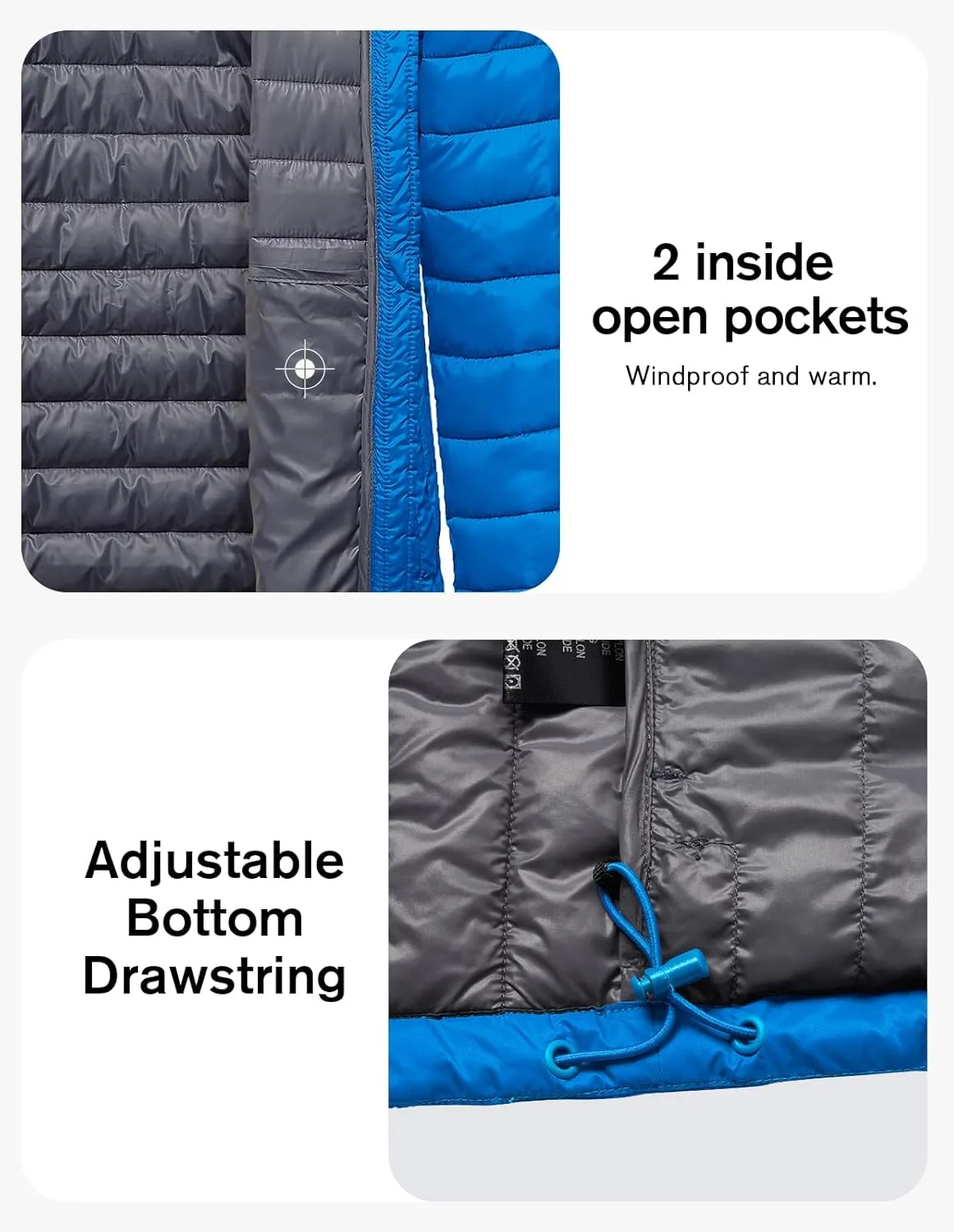 fit space Classic Puffer Jacket for Girl Boy Synthetic Down Jacket Lightweight Winter Warm Coat Padded Quilted Zip-Off Hood