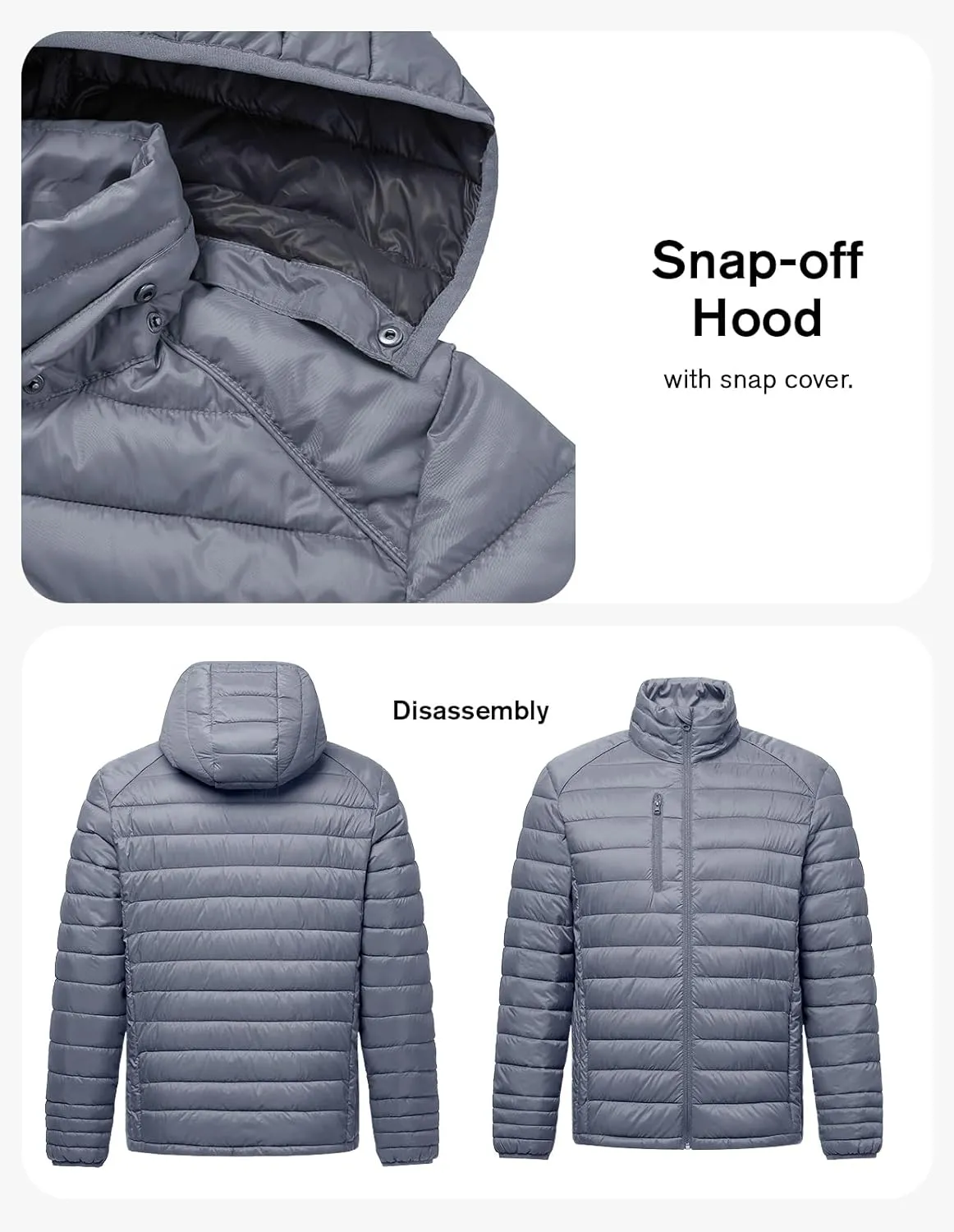 fit space Classic Puffer Jacket for Girl Boy Synthetic Down Jacket Lightweight Winter Warm Coat Padded Quilted Zip-Off Hood