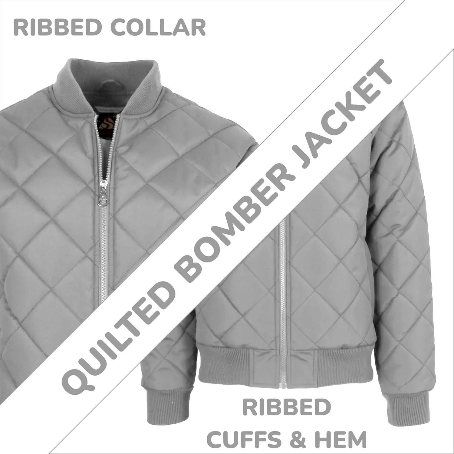 Galaxy by Harvic Men's Heavyweight Dimond Quilted Bomber Jacket Varsity Coat with Pockets (Sizes, S-2XL)