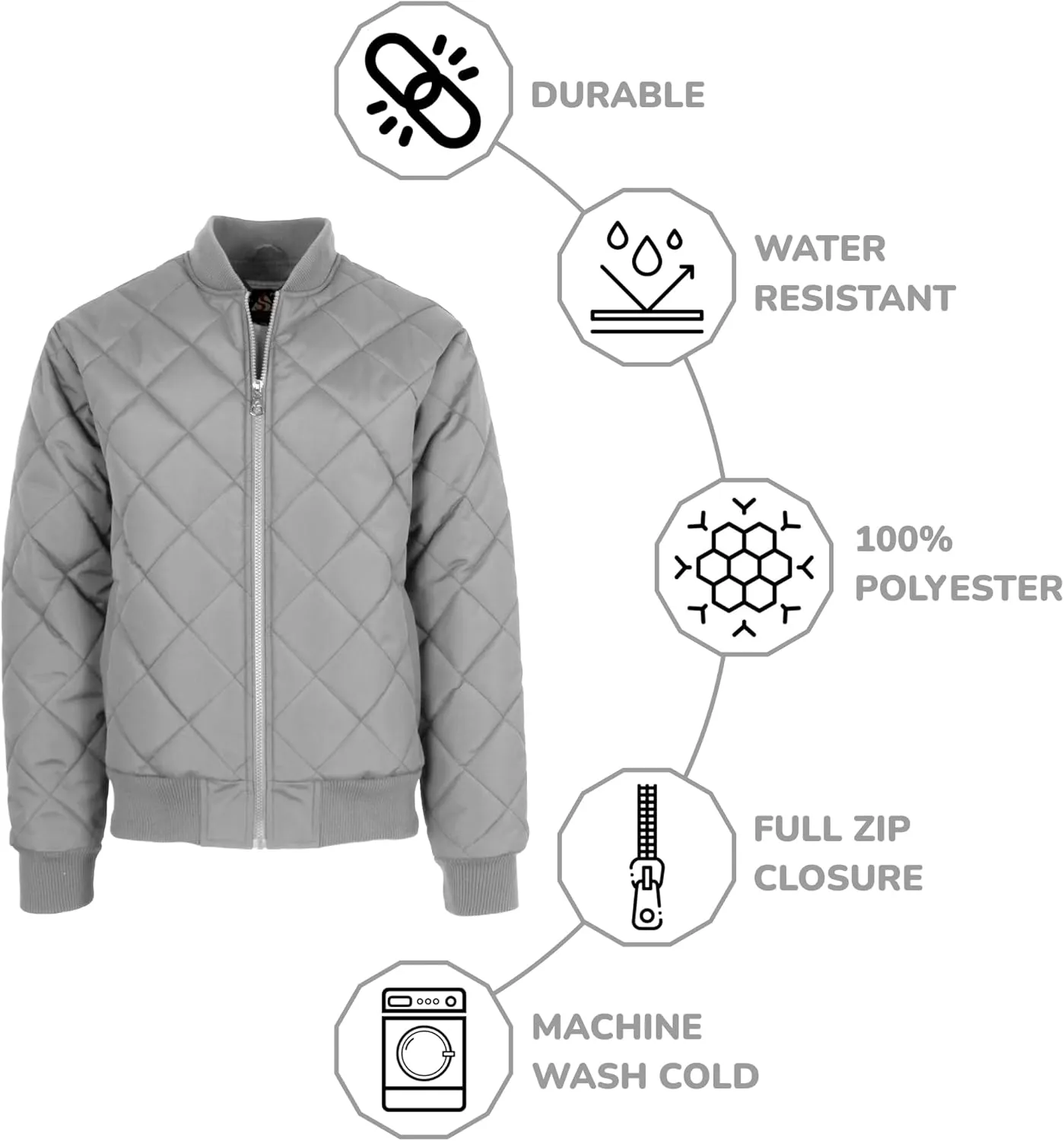 Galaxy by Harvic Men's Heavyweight Dimond Quilted Bomber Jacket Varsity Coat with Pockets (Sizes, S-2XL)