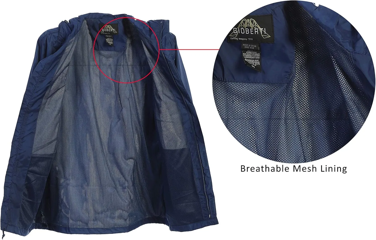 Gioberti Men's Waterproof Rain Jacket With Mesh Lining and Carrying Bag