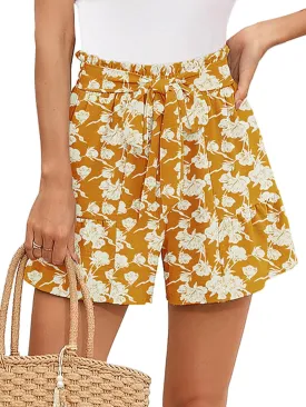 Heymoments Women's Wide Leg Shorts Lightweight High Waisted Adjustable Tie Knot Loose Summer Cute Trousers