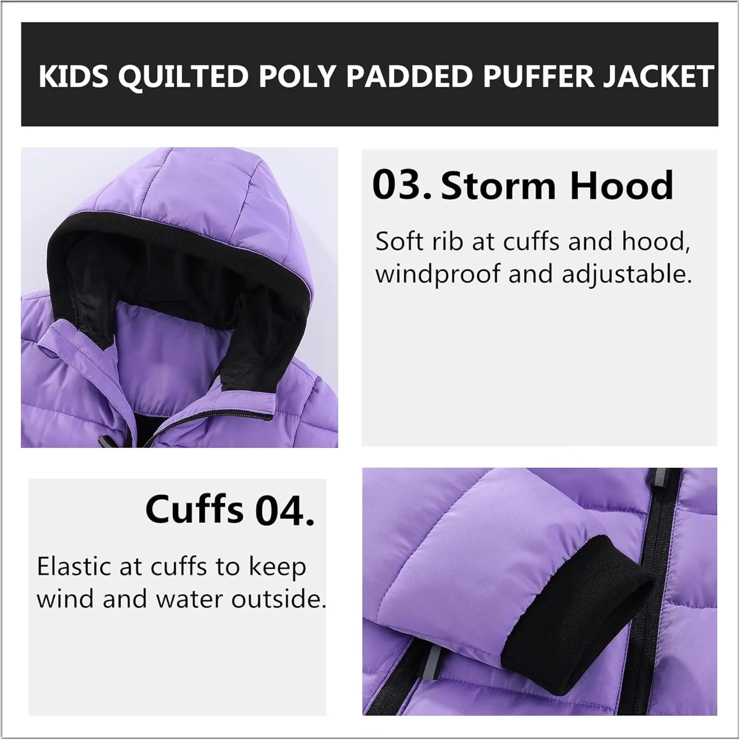 Hiheart Boys Girls Thick Padded Winter Coat Warm Hooded Jacket