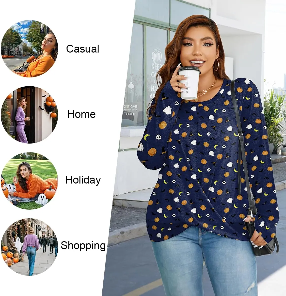 HOTGIFT Women's Long Sleeve Tunic Tops Casual Crewneck T-Shirts Front Twist Top Tee Blouse For Leggings