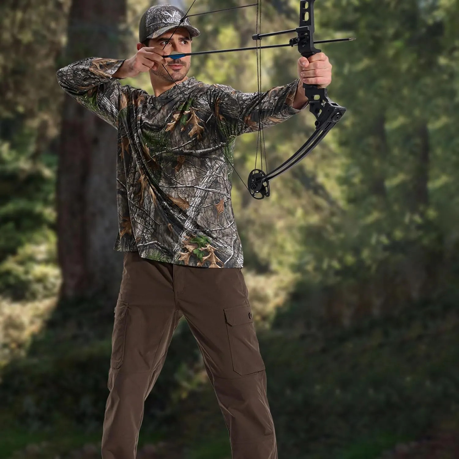 LOOGU Camo Hunting Pants for Men Water-Resistant Quiet & Matte Turkey Hunting Camo Pants for Men with 6 Pockets