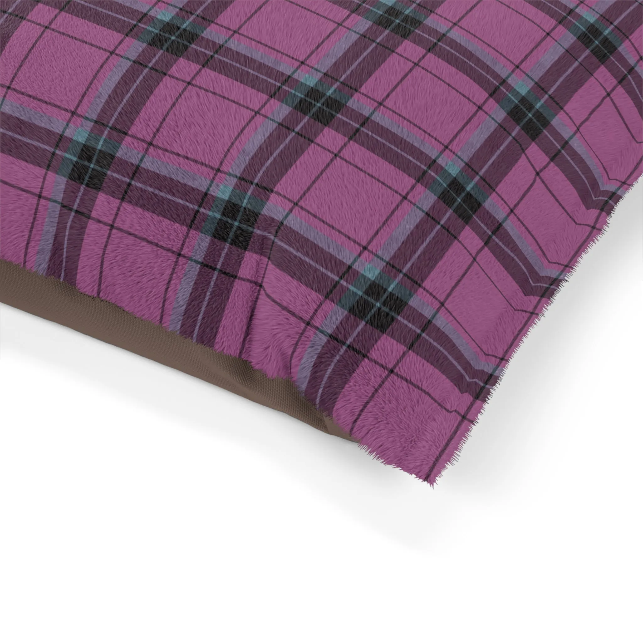 Luxury Pet Bed, feather soft fleece, Scottish Tartan, Pink & Black