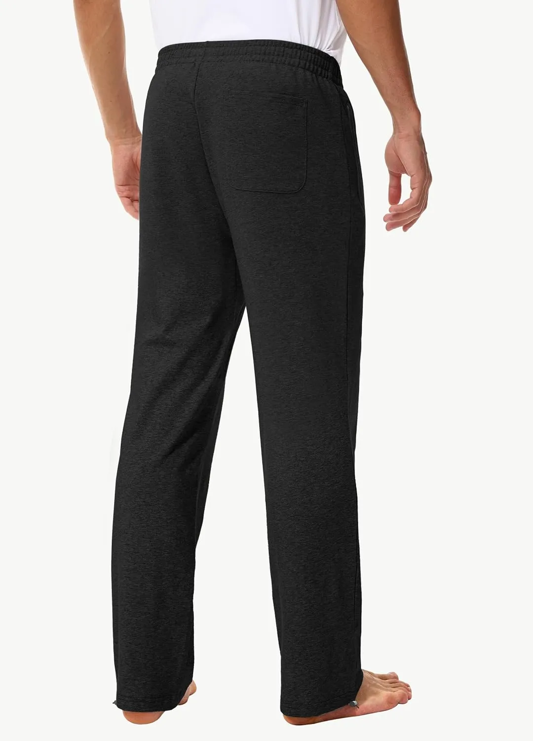 Men's 30" 34" 36" Cotton Yoga Sweatpants - Athletic Casual Lounge Open Bottom Straight Leg Loose Pants Zipper Pockets