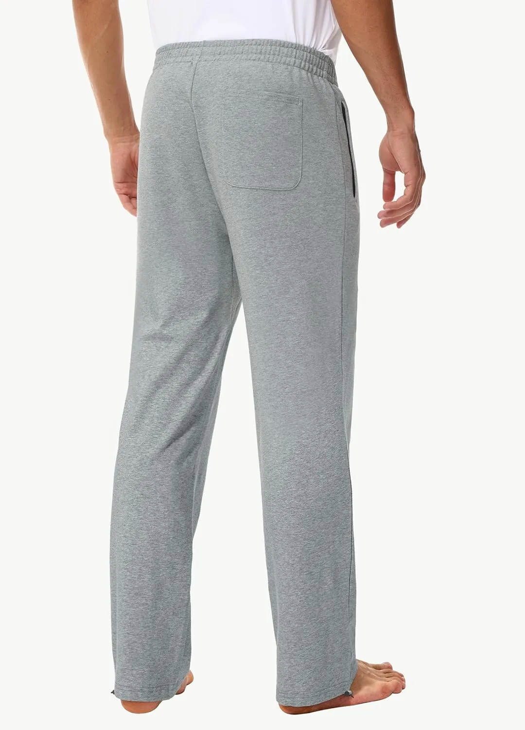 Men's 30" 34" 36" Cotton Yoga Sweatpants - Athletic Casual Lounge Open Bottom Straight Leg Loose Pants Zipper Pockets