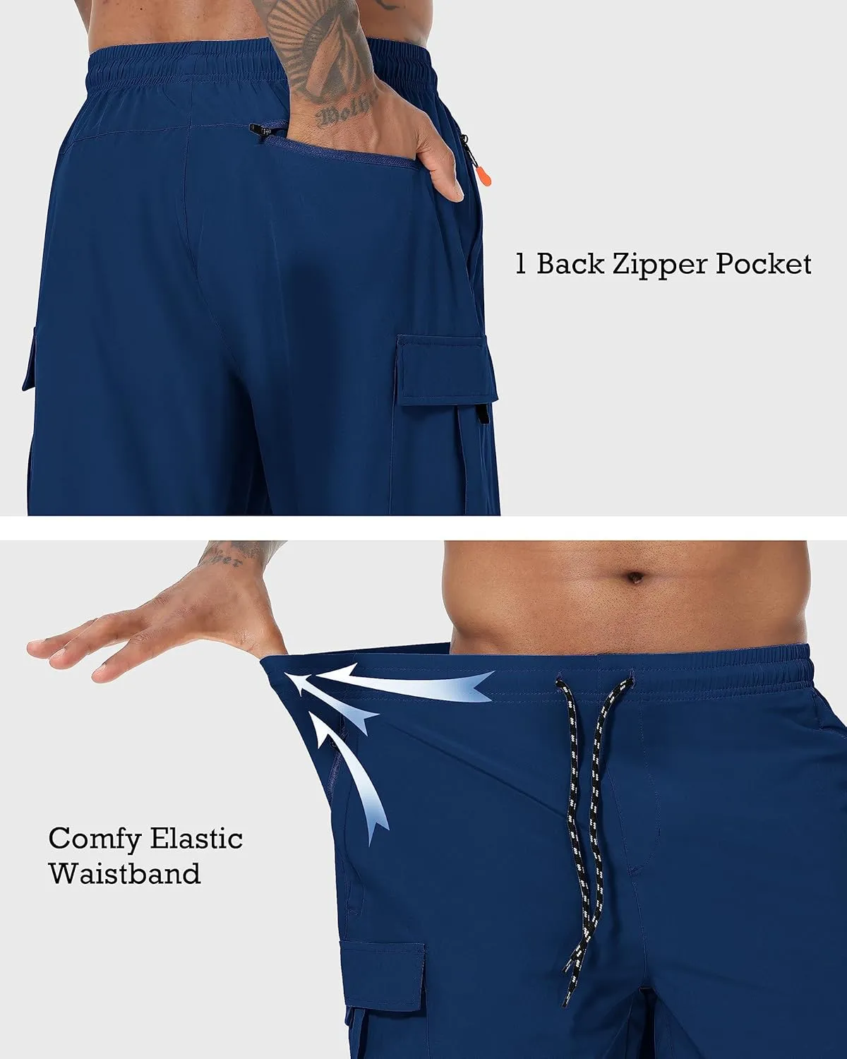 Men's Cargo Shorts Quick Dry Lightweight Stretch Hiking Shorts for Men with 5 Pockets No Lining