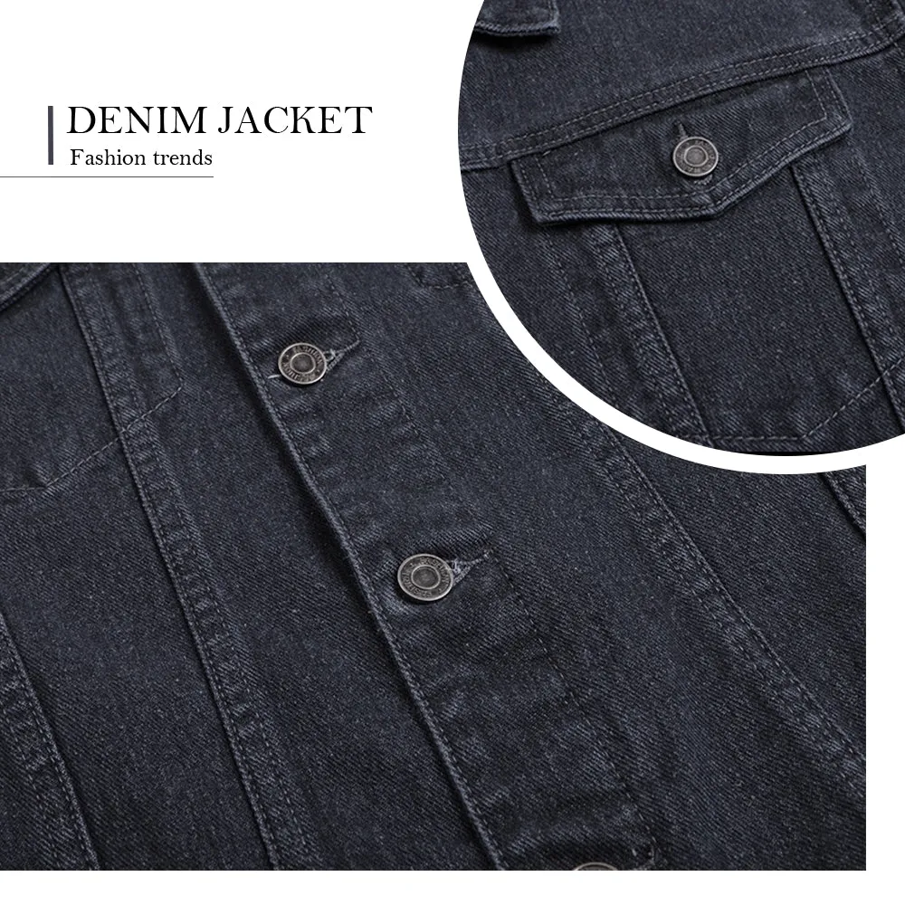 Mens Lucky Number 14 Graphic Button Up Denim Jacket