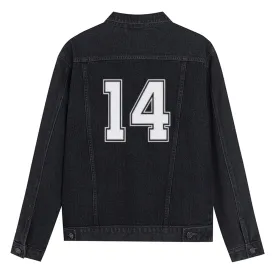 Mens Lucky Number 14 Graphic Button Up Denim Jacket