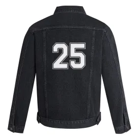 Mens Lucky Number 25 Graphic Button Up Denim Jacket