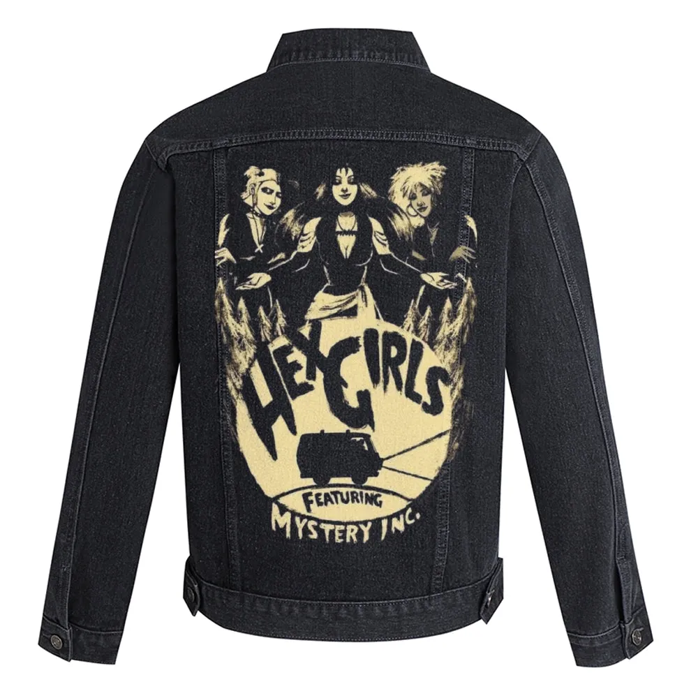 Mens Mystery Girls Graphic Button Up Denim Jacket