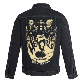 Mens Mystery Girls Graphic Button Up Denim Jacket