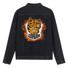 Mens Vintage Cartoon Prints LEOPARDS Denim Jacket