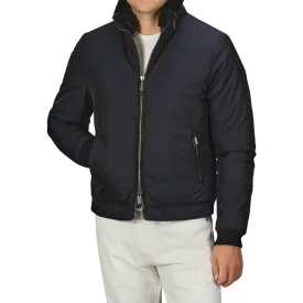 Navy Blue Nylon Down Padded Blouson