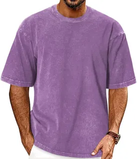 Oversized Tshirts for Men Short Sleeve Vintage Washed Basic Loose Tees