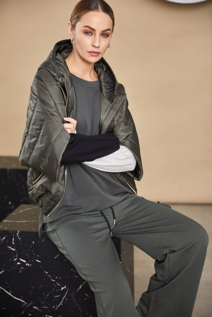 Padded Short Jacket in Khaki