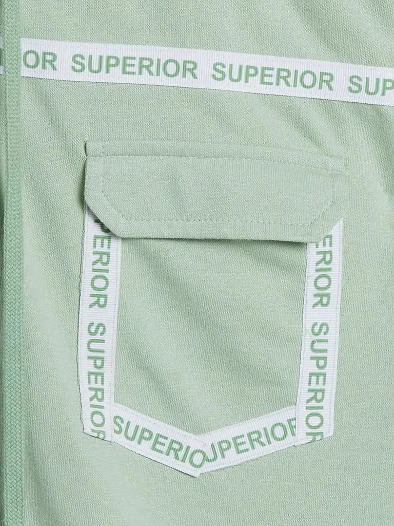 Studiofit Sage Green Printed Hooded Jacket