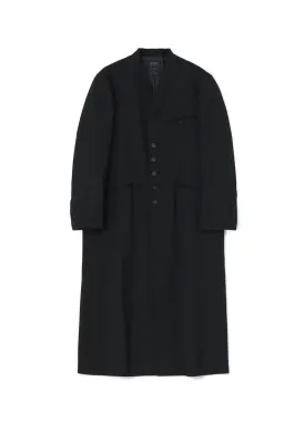 T/W GABARDINE COLLARLESS 5-BUTTON LONG JACKET