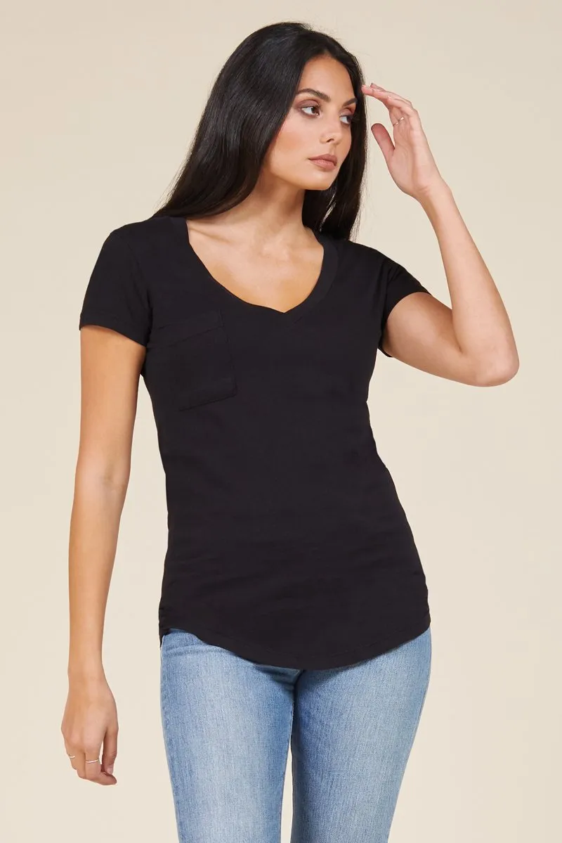 V NECK POCKET TEE