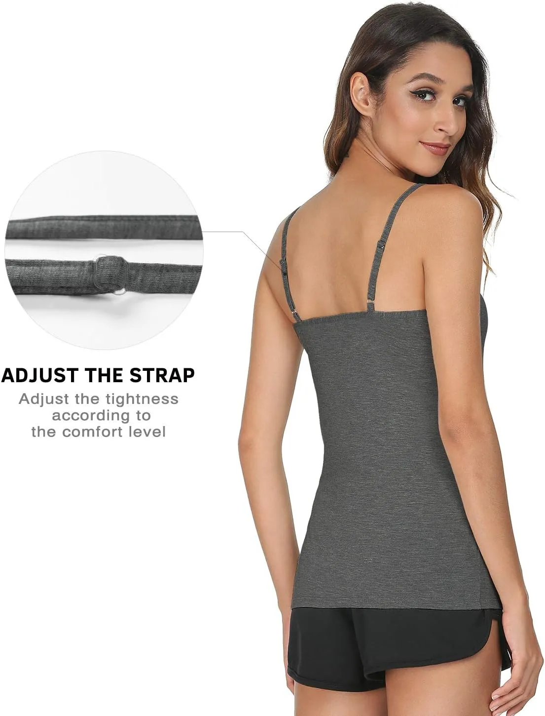 Vislivin Women's Basic Solid Camisole Adjustable Spaghetti Strap Tank Top