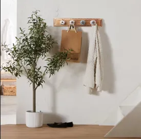 Wall Mounted Coat Hooks,Wood & Ceramic,Black/White(HH5610-1)