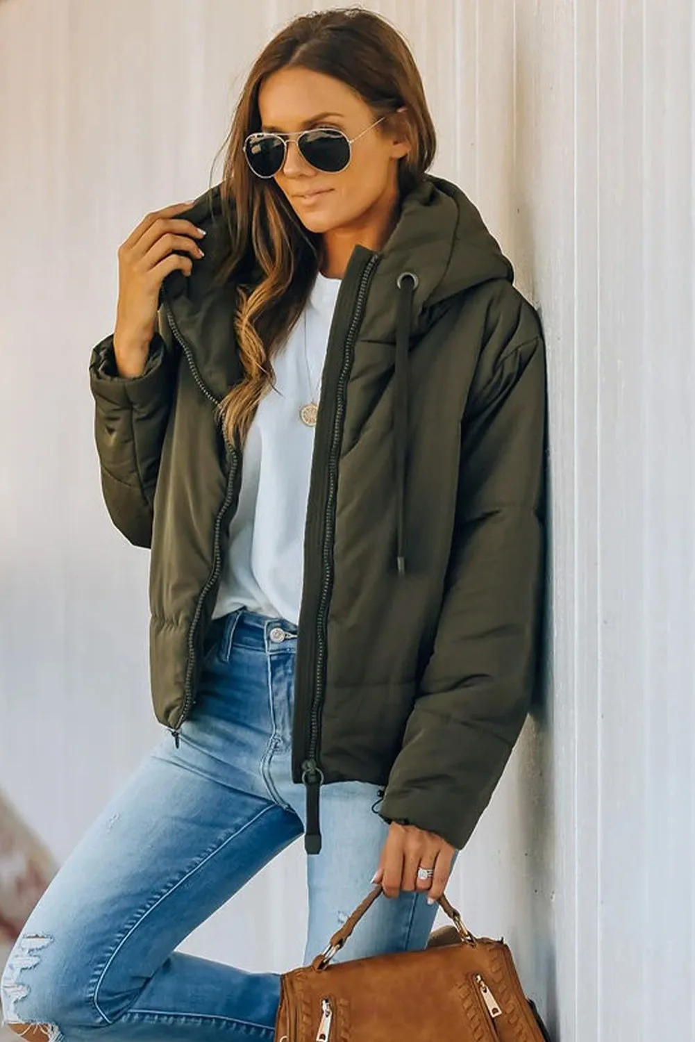 Winter Coats for Women Outdoor Zipper Hooded Coat Outwear with Pockets