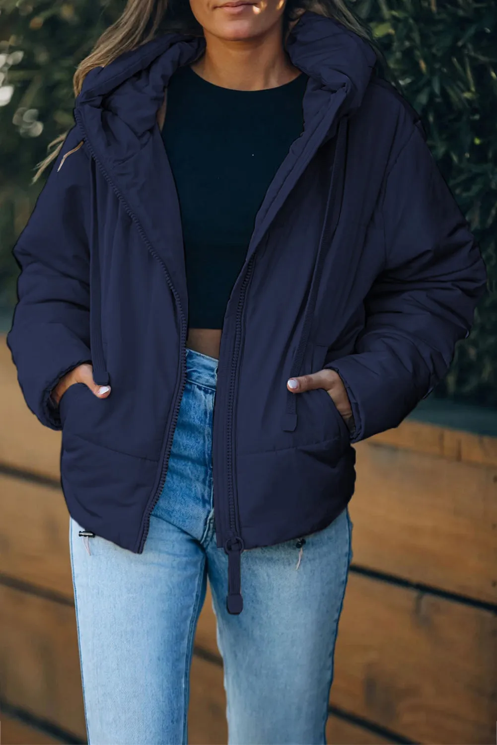 Winter Coats for Women Outdoor Zipper Hooded Coat Outwear with Pockets