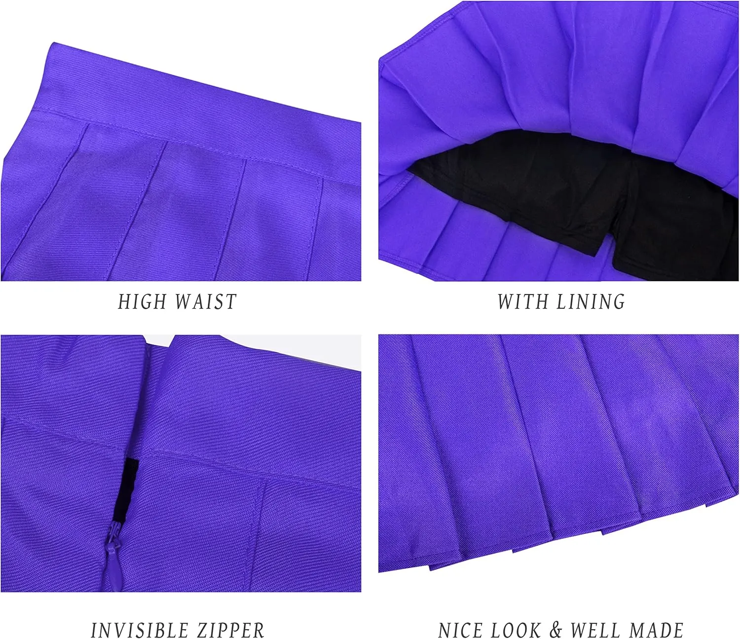 Women Girls High Waist Pleated Mini Skirt with Lining Shorts