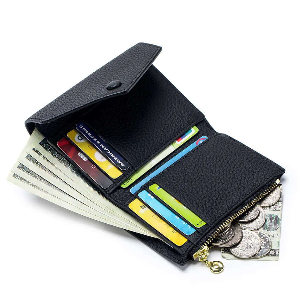 Women's Leather Trifold Envelope Wallet - Stylish & Functional